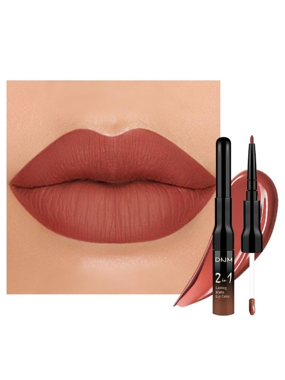 36#-Reddish Brown 2-in-1 Waterproof Long Lasting Double-Ended Liquid Lipstick